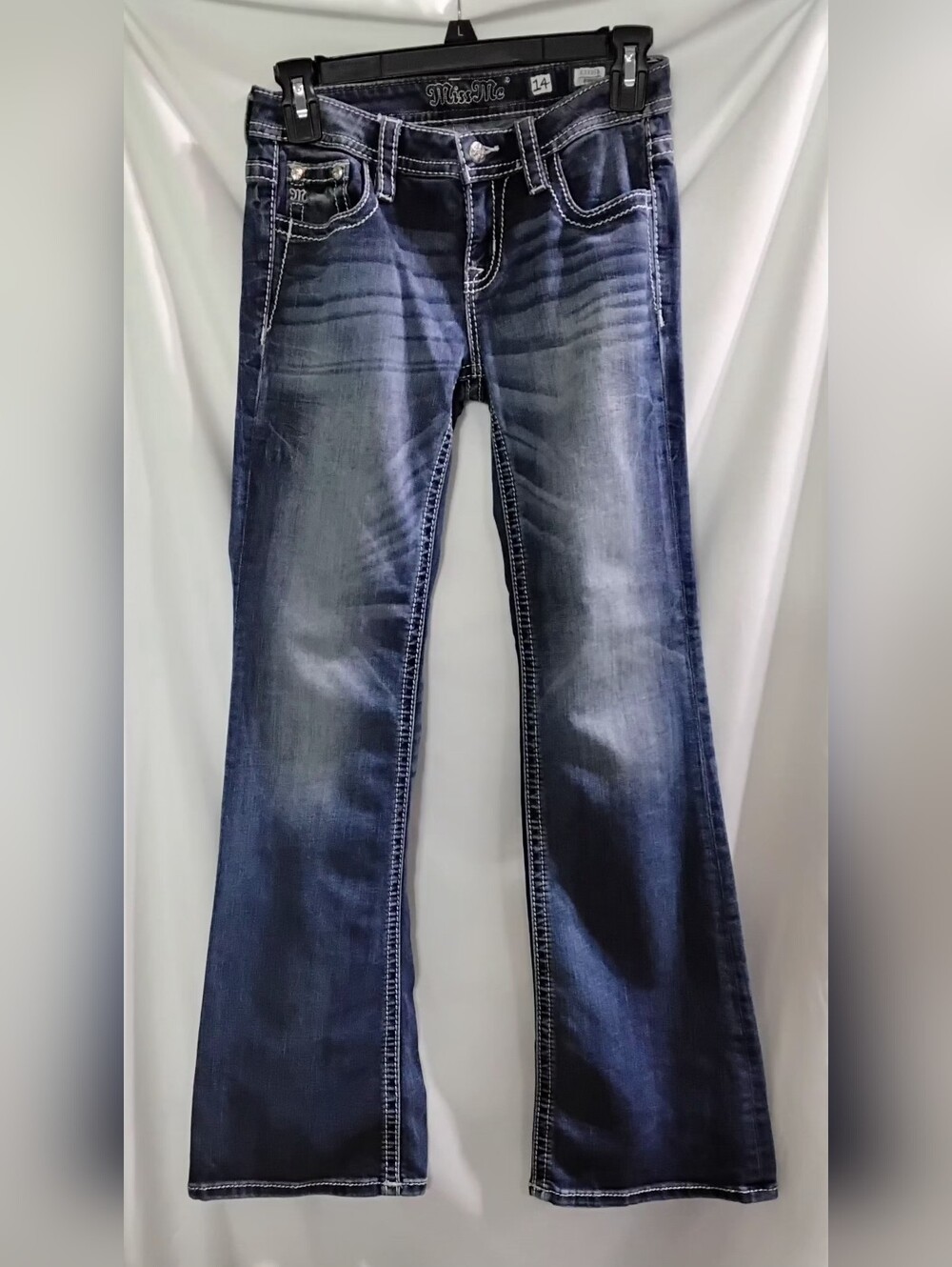 Miss Me Girls Bootcut Rhinestone Embellishments Blue Jeans Size 14